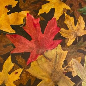 Original Watercolor 16x20 Fall Leaves